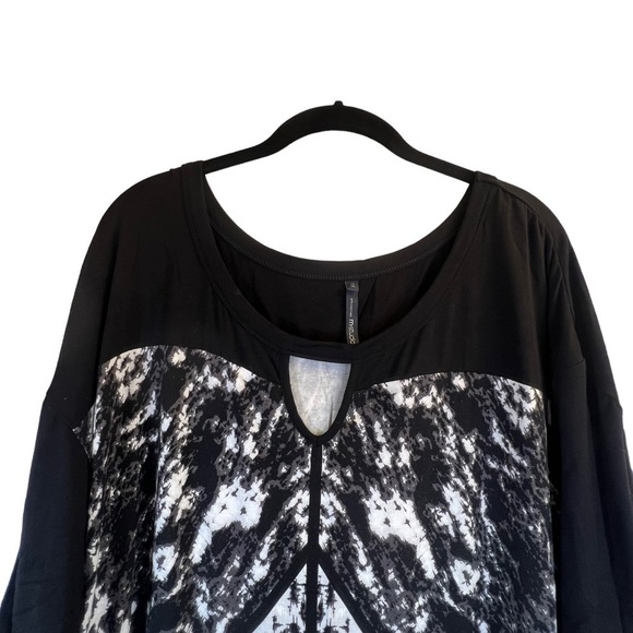Michel Studio Women's Top 1X Black White Tunic 3/4 Length Sleeves - Picture 8 of 15